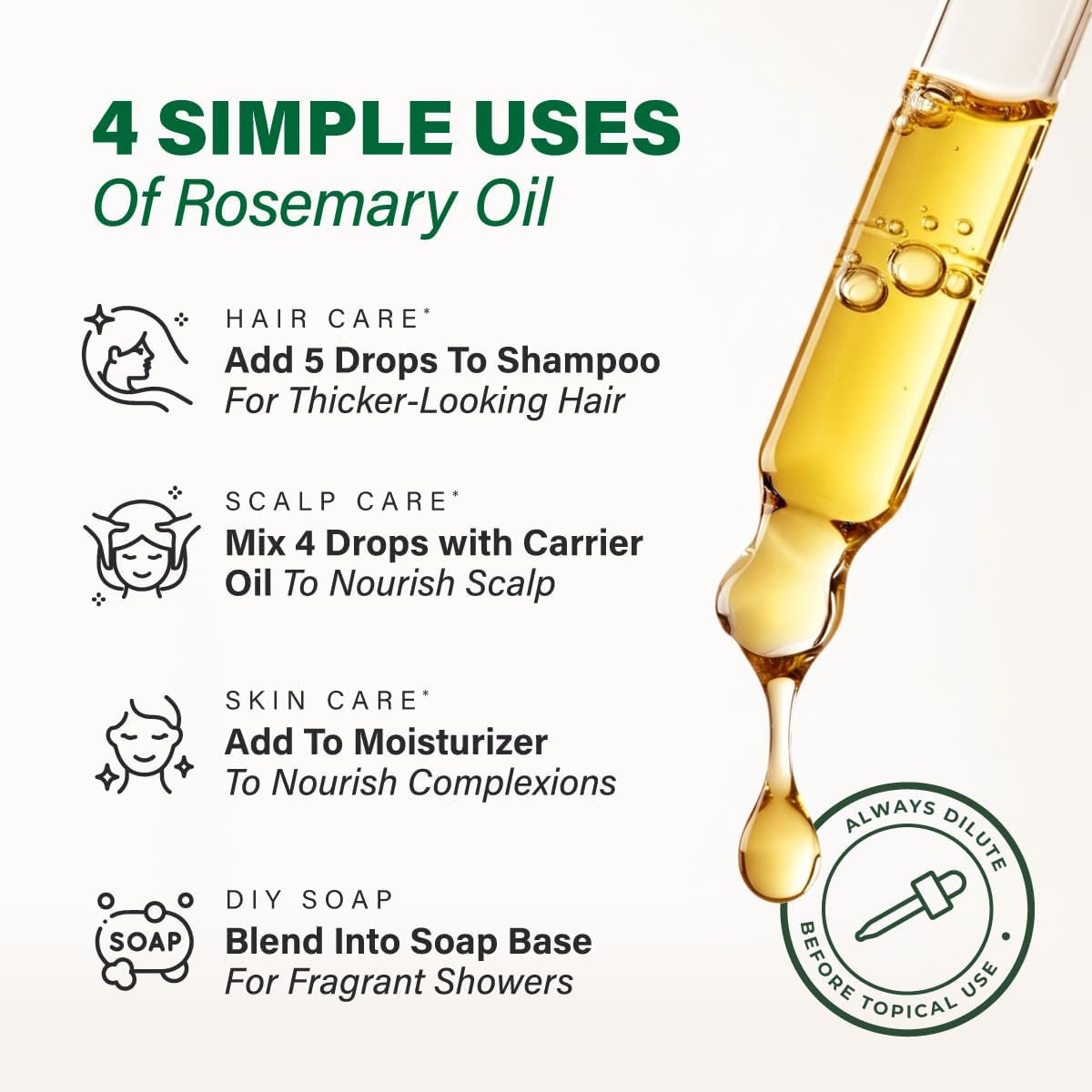 Kukka Rosemary Oil for Hair - 100% Natural Rosemary Hair Oil - Rosemary Essential Oils for Skin, Diffuser & Aromatherapy - Soap Making & DIY (4 Fl Oz).